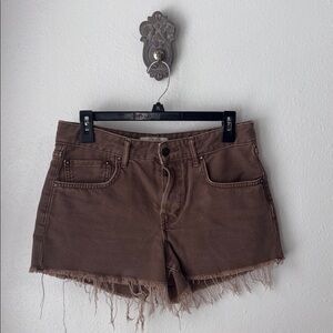 We The Free Brown Distressed Denim Shorts- Size 28